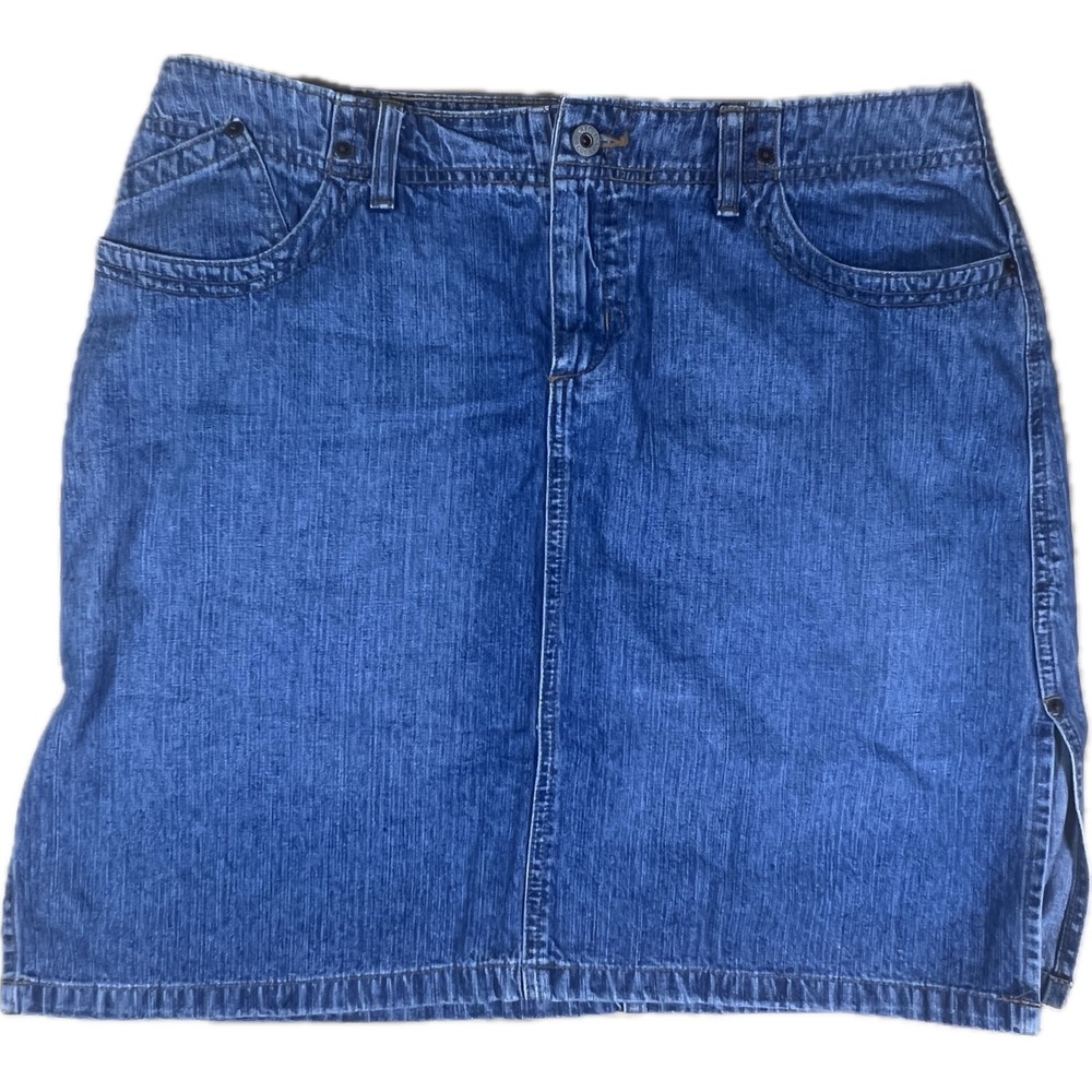 VTG Carolina Blues Denim Mini Skirt Womens 14 Blue Medium Wash Y2K Boho Western